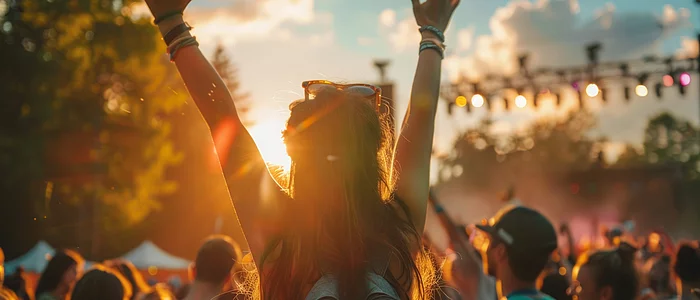 Jubelnde Menge beim Festivalbesuch