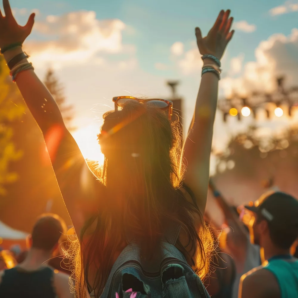 Jubelnde Menge beim Festivalbesuch