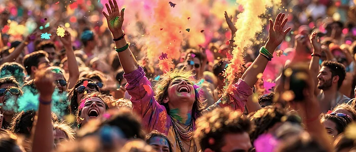 Menschenmenge im Farbrauschfestival